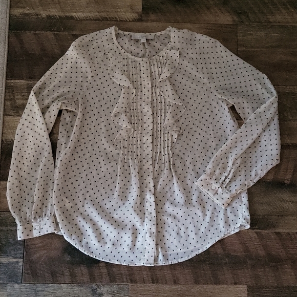 LOFT Tops - 4/$20 Ann Taylor LOFT Button Down Ruffled Blouse size L